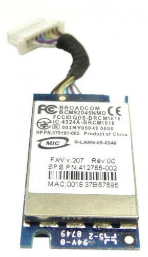 412766-002 BlueTooth HP Bluedog [Broadcom] BCM92045NMD For Notebooks HP NC6320 NX6310 NX6315 NX6320 NX6325 NX7400 NC8430 NX8410 NX8420 NW8440