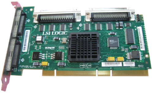 1U505 Контроллер RAID SCSI Dell PERC4/DC PCBX518-B1 LSI53C1030/Intel XScale IOP321 128Mb(256Mb) Int-2x68Pin Ext-2x68Pin RAID50 UW320SCSI PCI-X For PE750,800,830,850,14XX,18XX,28XX,68XX